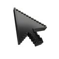 Glossy Black Pixelated Cursor Arrow isolated on a transparent background computer Royalty Free Stock Photo