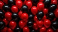Glossy black red balloons ai generated banner background copy space