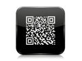 A glossy black square qr code centered on a plain white background Royalty Free Stock Photo