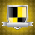 Glossy black and yellow shield Royalty Free Stock Photo