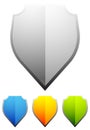 Glossy blank shield shapes. Shield, armor design elements, shield icons