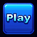 Retro Pixel Art Play Button Icon for Gaming App Royalty Free Stock Photo