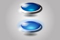 Glossy blue buttons in angle view. Royalty Free Stock Photo