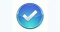 Glossy blue check mark icon isolated on white background symbol of verification and approval Royalty Free Stock Photo