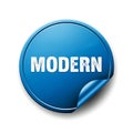 Glossy blue circle sticker with modern text and peeling corner Royalty Free Stock Photo