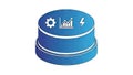 Blue 3D Data Storage Icon with Settings, Analytics and Power Symbols Royalty Free Stock Photo