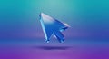 Glossy blue 3d mouse cursor icon pointing forward on a vibrant gradient background Royalty Free Stock Photo