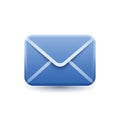 A glossy blue envelope icon is depicted with a three-dimensional appearance. The Royalty Free Stock Photo