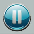 Glossy Blue Pause Button Icon for Media Player Royalty Free Stock Photo