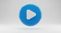 Glossy Blue Play Button Icon with a White Triangle on a Clean White Background play icon video Royalty Free Stock Photo