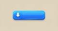 Glossy blue rectangular button with rounded edges on a beige background. Features a