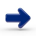 Glossy Blue Right Arrow Icon on White Background direction forward Royalty Free Stock Photo