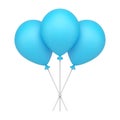 Glossy blue rubber helium balloon on sticks heap of air design decoration realistic 3d icon vector