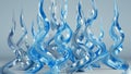 Glossy blue spiral shapes 3D render