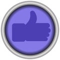 Glossy blue thumbs-up like button icon of a set. Vector