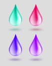 Glossy paint water drops on white. vector