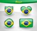 Glossy Brazil flag icon set Royalty Free Stock Photo