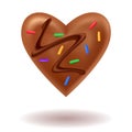 Glossy brown milk chocolate heart bonbon