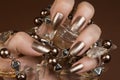 Glossy brown nails Royalty Free Stock Photo