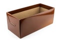 Glossy brown rectangular box with handles open top for storage or gift packaging isolated on white background clean design Royalty Free Stock Photo