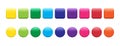 Glossy button vector icon, glass web badge, color rainbow 3d bubble. Color gradient pin set. Rounded shiny illustration Royalty Free Stock Photo