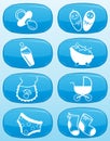 Glossy buttons - Baby icons. Royalty Free Stock Photo