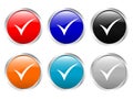 Glossy buttons check symbol Royalty Free Stock Photo