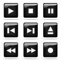 Glossy buttons with icons set Royalty Free Stock Photo