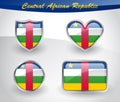 Glossy Central African Republic flag icon set