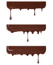Glossy chocolate drip set for food design. Chocolate drips isolated on white background Royalty Free Stock Photo