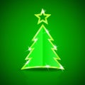 Glossy Christmas tree on the green background Royalty Free Stock Photo