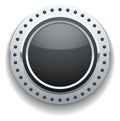Glossy chrome button. Realistic control panel element
