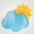 Glossy cloud with sun icon Royalty Free Stock Photo