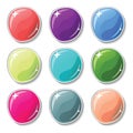 Glossy colored buttons with drop shadow effect. Blank buttons set for web design or game graphic. Royalty Free Stock Photo