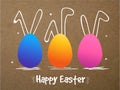 Glossy colorful Easter Eggs with Bunny Ears. Royalty Free Stock Photo