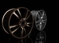 Glossy colors alloy wheel on a black