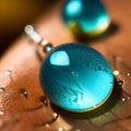 Glossy crystal blue raindrop glass jewel pendant