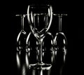 Transparent Wine Glases in Black Background