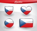 Glossy Czechia flag icon set