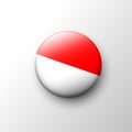Glossy 3D Indonesia flag button in red and white Royalty Free Stock Photo