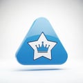 Blue Triangle Icon with White Star and Crown Symbol on White Background award Royalty Free Stock Photo