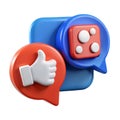 Thumbs up and dice icon representing social media interaction and gaming engagement Royalty Free Stock Photo