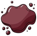 Glossy Dark Brown Liquid Splash with Droplets Cartoon Vector Illustration Royalty Free Stock Photo