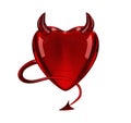 Glossy devil red heart with horns and tail Royalty Free Stock Photo
