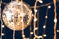 glossy disco ball with garland Royalty Free Stock Photo