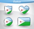 Glossy Djibouti flag icon set
