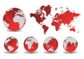 Glossy earth globes with world map Royalty Free Stock Photo