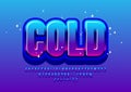 Glossy emblem Cold with Blue Font. Modern Alphabet Letters, Numbers and Symbols