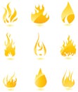 Glossy fire icons. Big set. Royalty Free Stock Photo