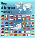 Glossy flags of European countries